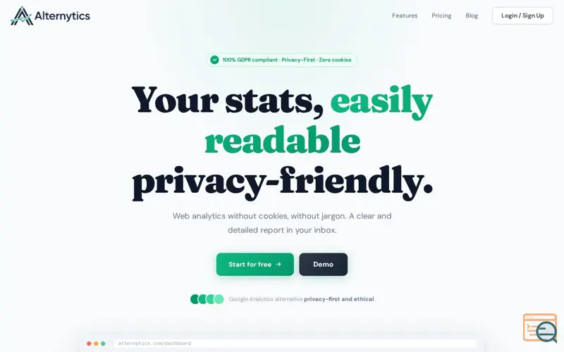 Screenshot of Alternytics