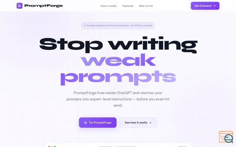 Screenshot of PromptForge 