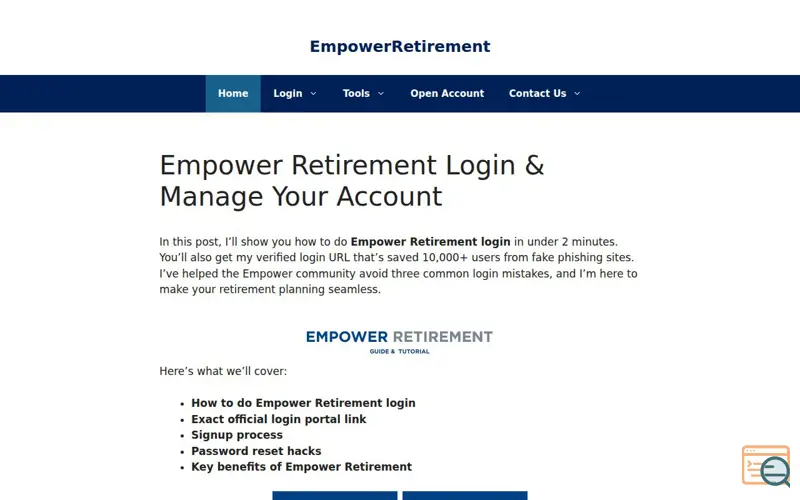 Screenshot of EmpowerRetirement