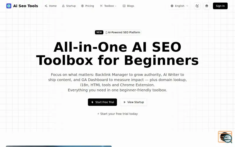 Screenshot of AiSeoTools, a launch using AI Agents Directory