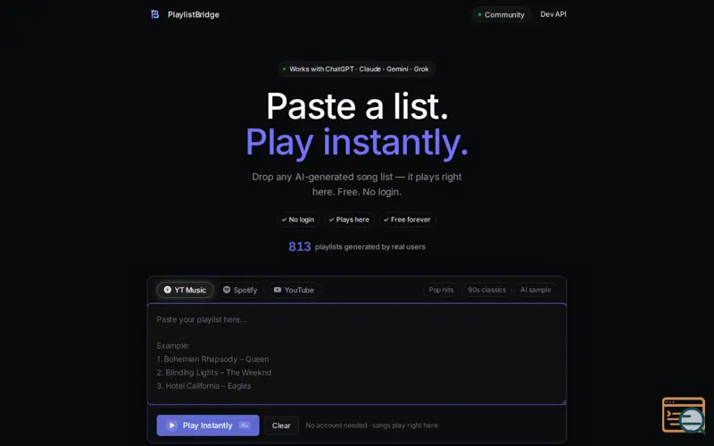 Screenshot of PlaylistBridge