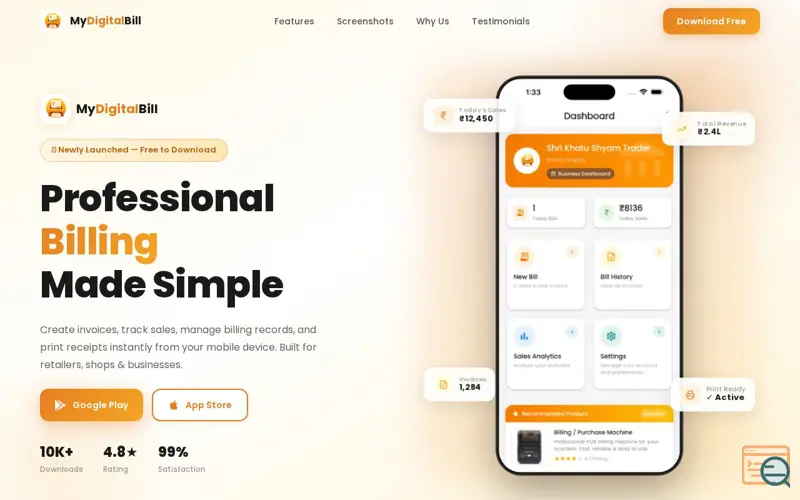 Screenshot of MyDigitalBill - Billing App