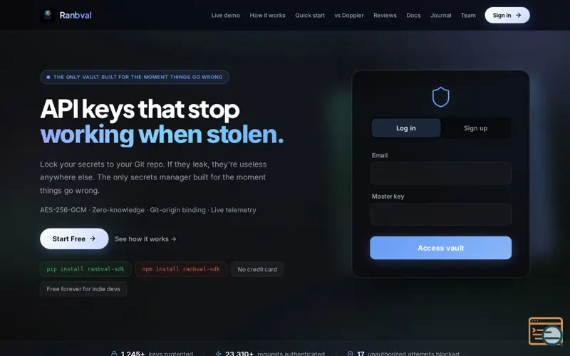 Screenshot of Ranbval Secret Manager
