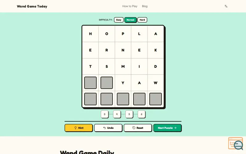Screenshot of Wend Game Today