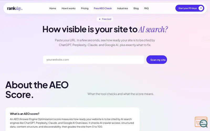 Screenshot of AEO Score