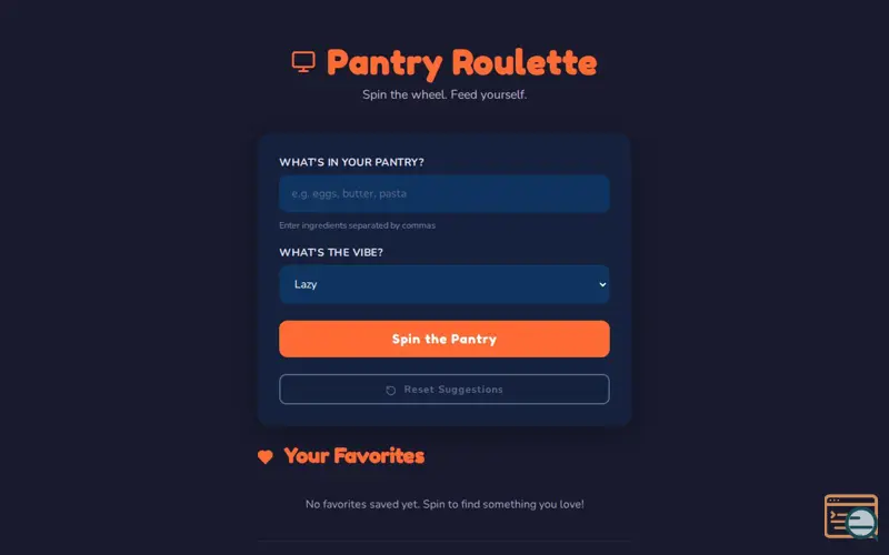 Screenshot of Pantry Roulette