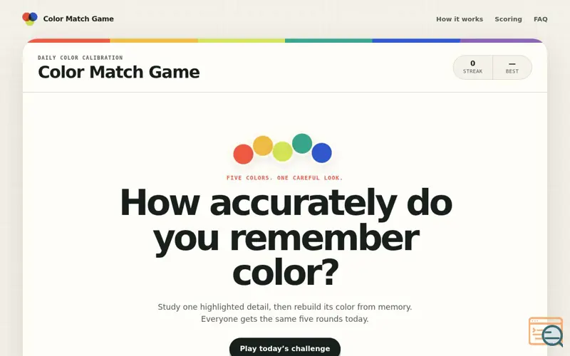 Screenshot of Color Match Game