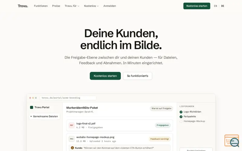 Screenshot of Trovu