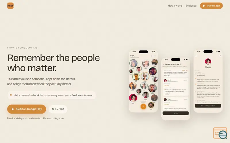 Screenshot of Kept