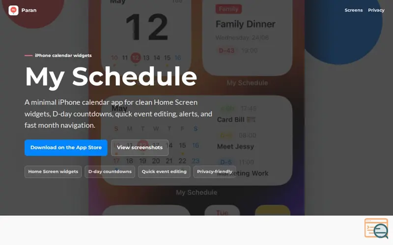 Screenshot of My Schedule