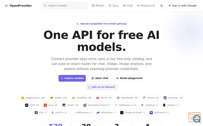 Screenshot of OpenProvider