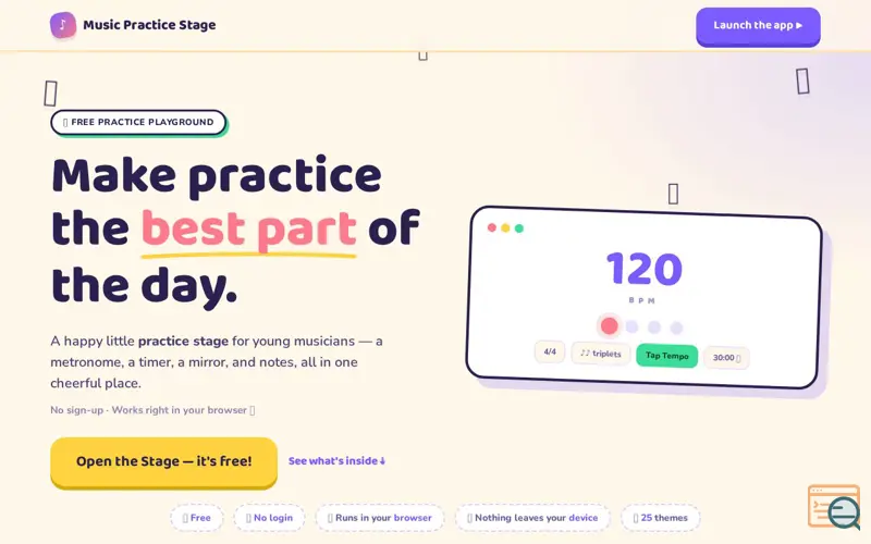 Screenshot of Music Practice Stage