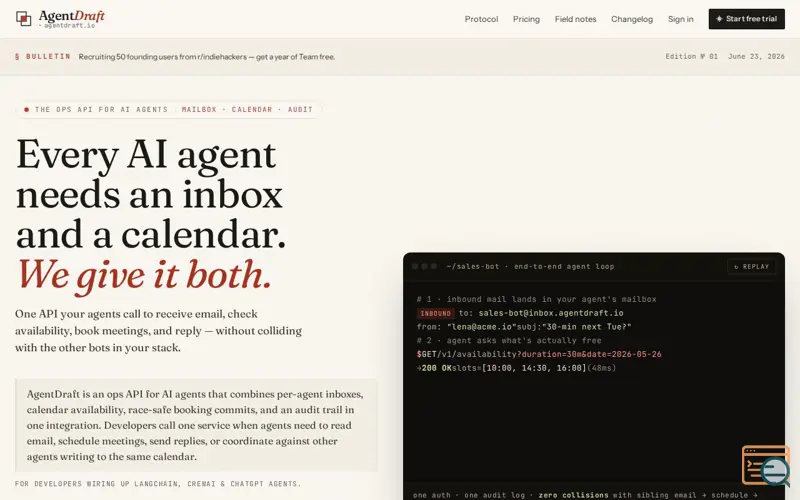 Screenshot of AgentDraft