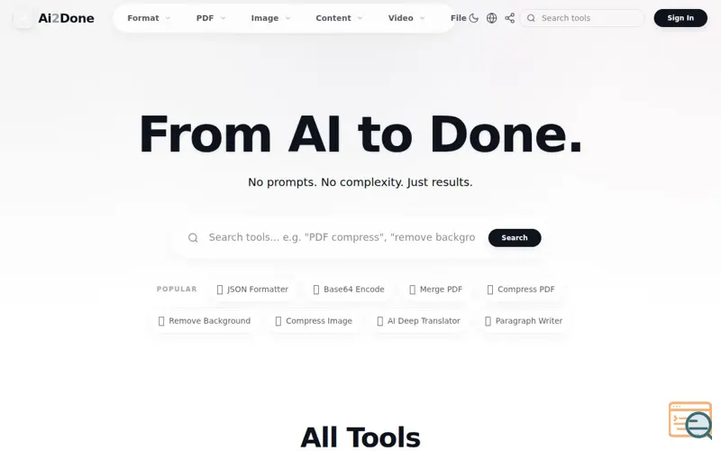 Screenshot of ai2done