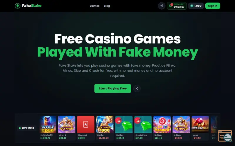 Screenshot of FakeStake.io