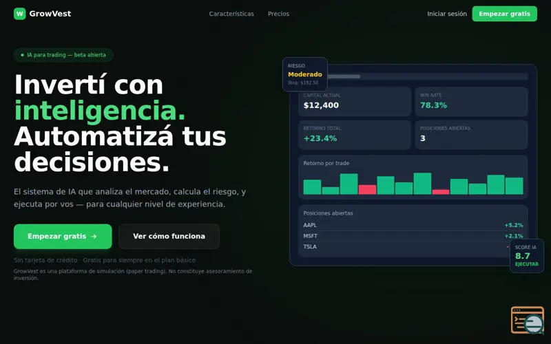Screenshot of GrowVest