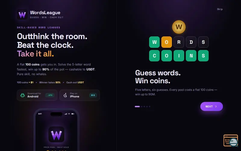 Screenshot of WordsLeague