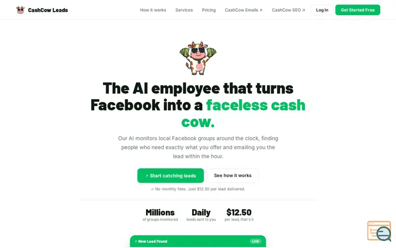 Screenshot of CashCowLeads