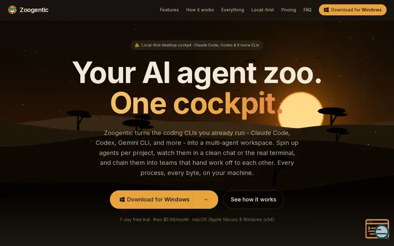 Screenshot of Zoogentic: Your AI agent zoo for macOS & Windows