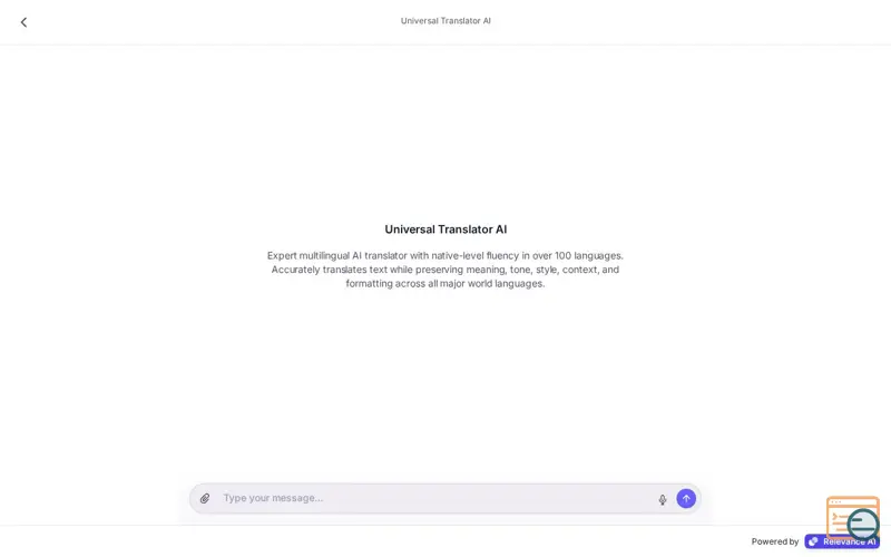 Screenshot of Universal Translator 2.O, a launch using Vercel DNS