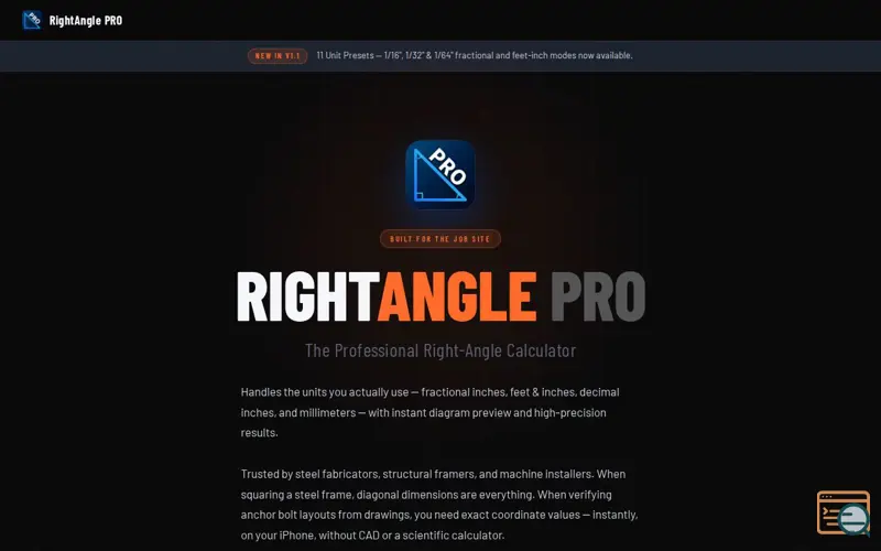 Screenshot of RightAngle PRO — Right Angle Calculator