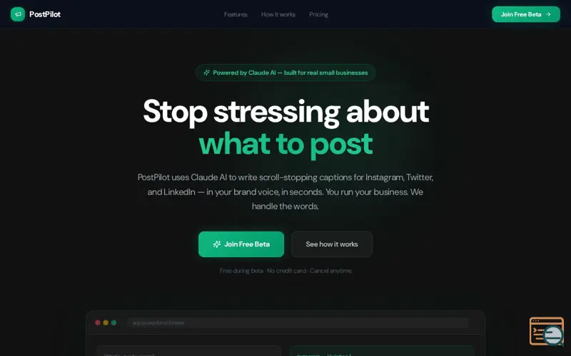 Screenshot of Post Pilot