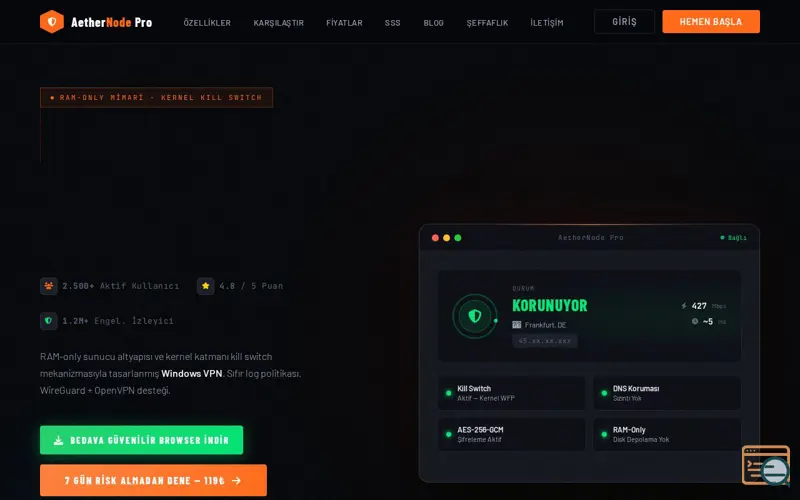Screenshot of AetherNode Pro