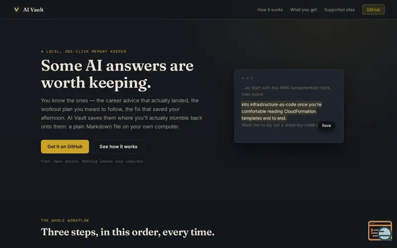 Screenshot of AI Vault