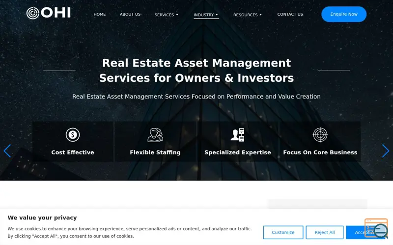 Screenshot of Real Estate Asset Management Services, a launch using GA Connector