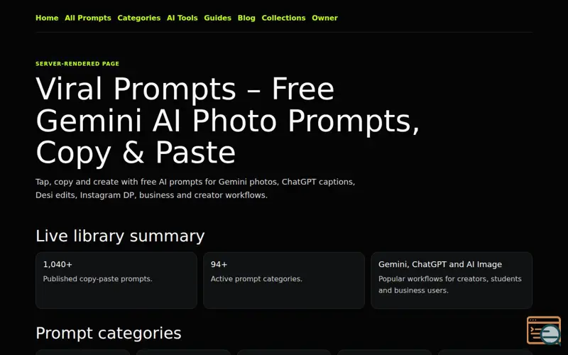 Screenshot of ViralPrompts.in