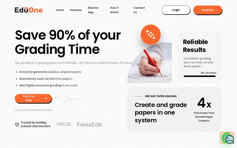 Screenshot of EduOne – Grade Handwritten Exams with AI
