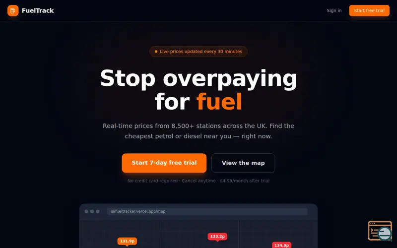 Screenshot of FuelTrack