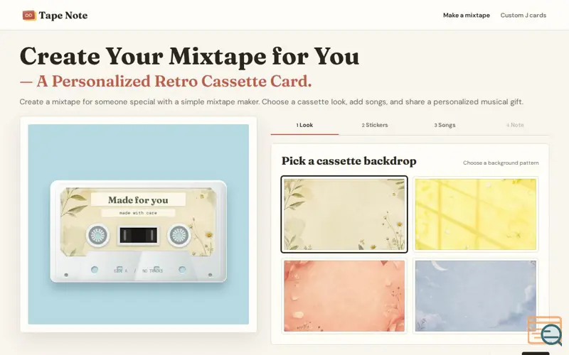 Screenshot of Tape Note