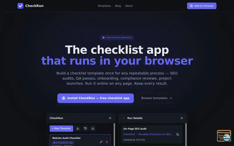 Screenshot of CheckRun