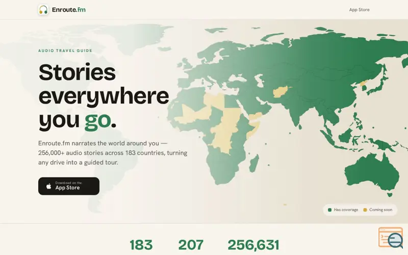 Screenshot of Enroute.fm