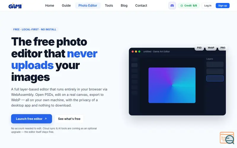 Screenshot of Game Art Editor Website