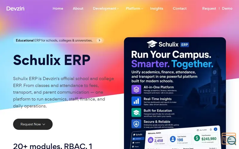 Screenshot of Schulix ERP