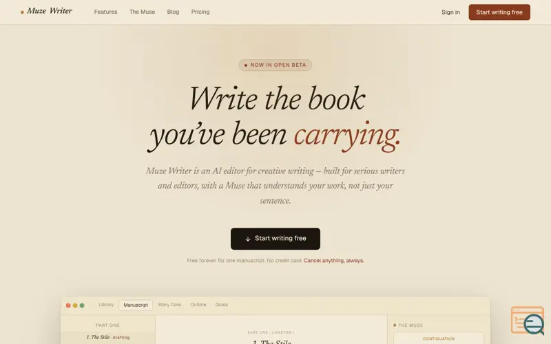 Screenshot of Muze Writer