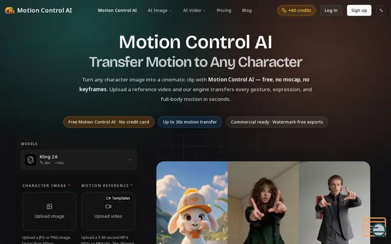 Screenshot of Motion Control AI