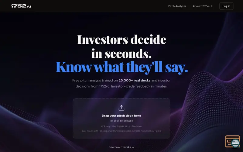 Screenshot of 1752vc Pitch Deck Analyzer