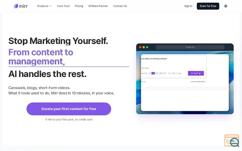 Screenshot of Mirr