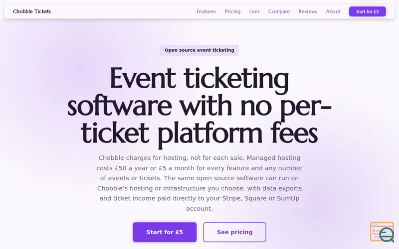 Screenshot of Chobble Tickets