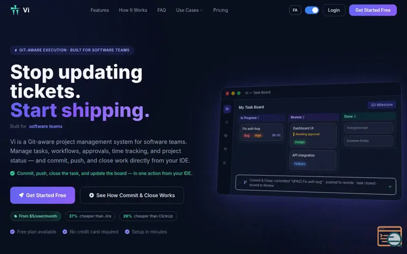 Screenshot of Vi Project Management