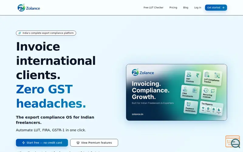 Screenshot of Zolance