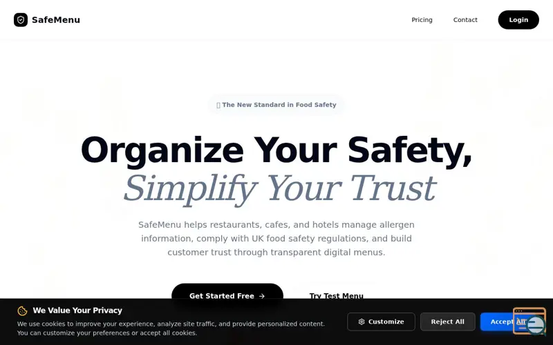 Screenshot of Safemenu - Digital Menu, Allergen Filter