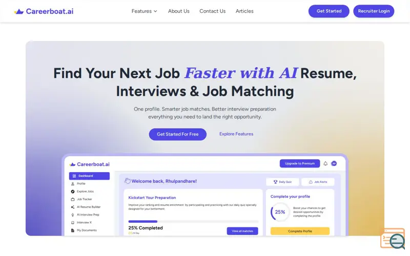 Screenshot of Careerboat.ai