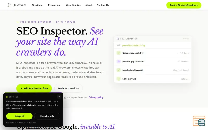 Screenshot of SEO Inspector by J6 Venture