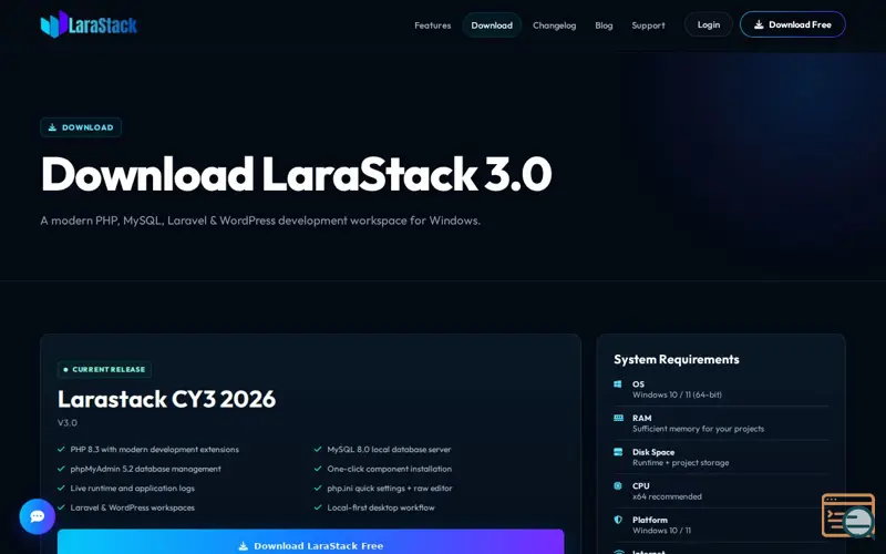 Screenshot of LaraStack
