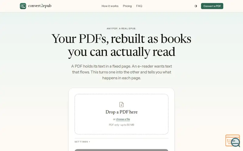 Screenshot of Convert2EPUB