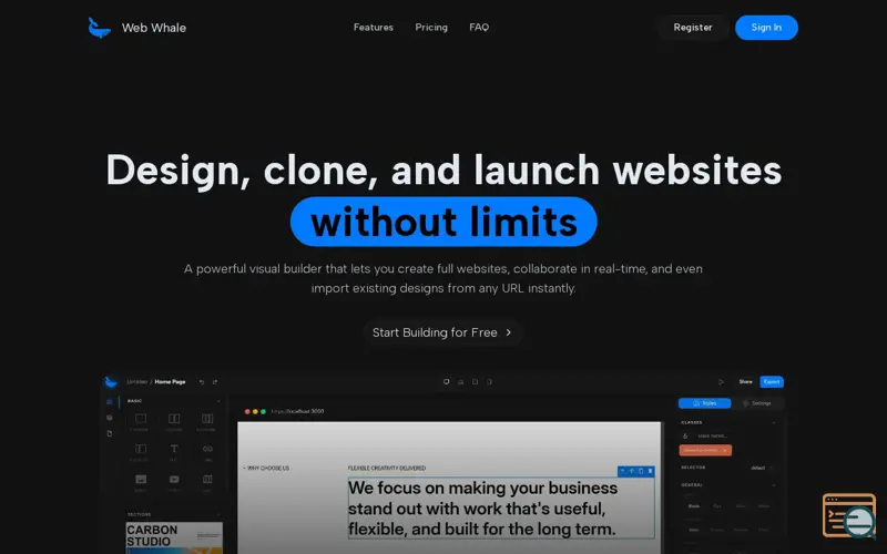 Screenshot of Whale
